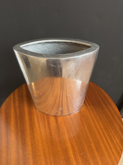 Vaso in alluminio spazzolato degli anni '80