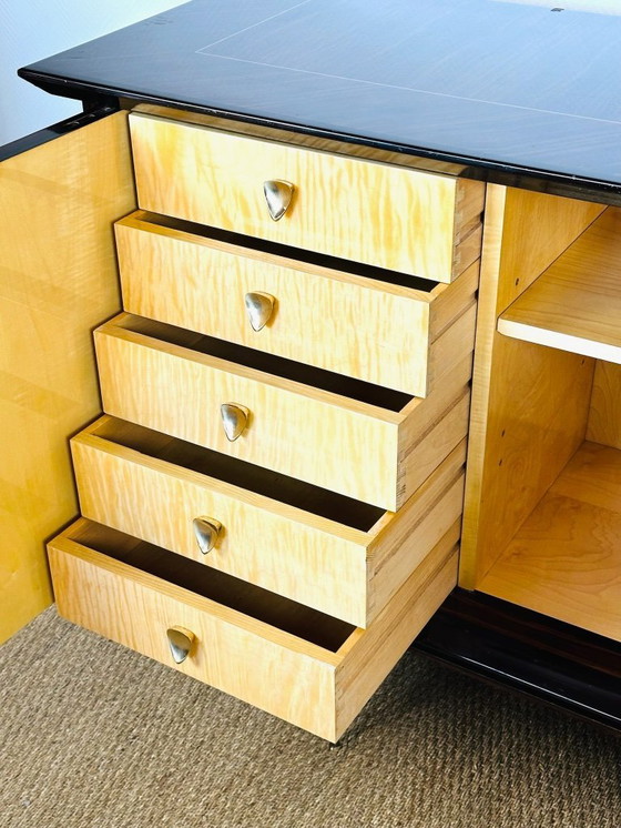 Image 1 of Lang Art Deco dressoir van Macassar ebbenhout, 1950