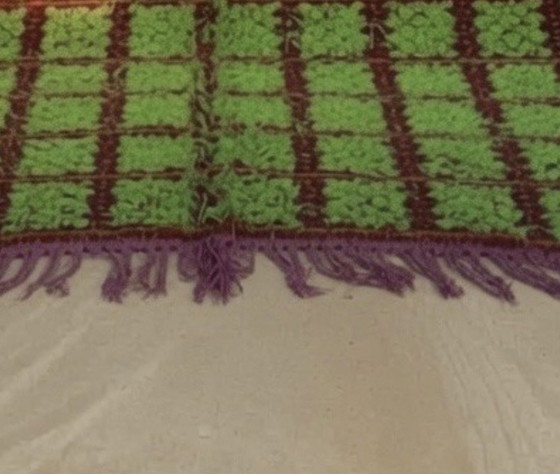 Image 1 of Handmade Moroccan Berber Rug 231 × 139 cm – 100% Wool Hand Knotted Green & Purple Rug