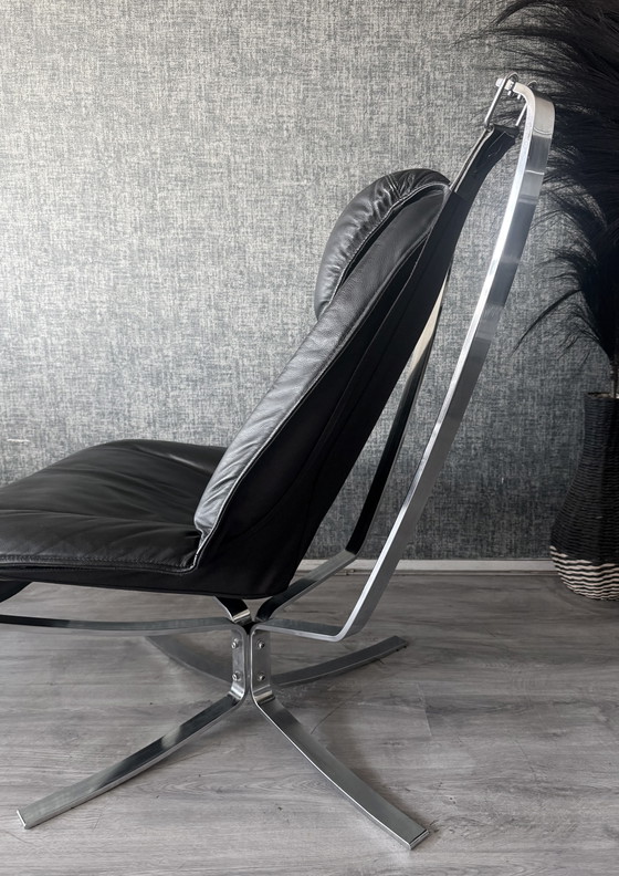 Image 1 of Fauteuil et repose-pieds Vintage Falcon – Sigurd Resell – Chrome