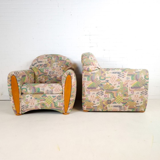2x vintage armchair Art Deco style 80s – Textile, Wood (photo 4 of 9)