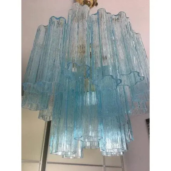Image 1 of Lampadari in vetro turchese in stile Murano contemporaneo - una coppia
