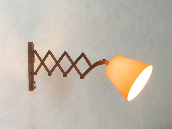 1960er Scherenlampe – Wandleuchten, Stoff, Holz (photo 2 of 9)