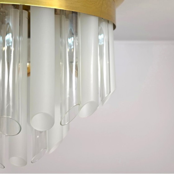 Image 1 of Kalmar Franken ceiling lamp, 1960s, mid-century glass with brass