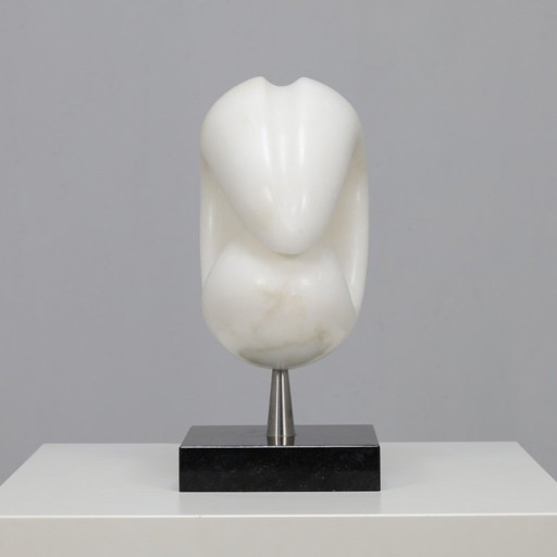 Sculpture abstraite en marbre sculptée à la main, design moderne néerlandais, années 1990