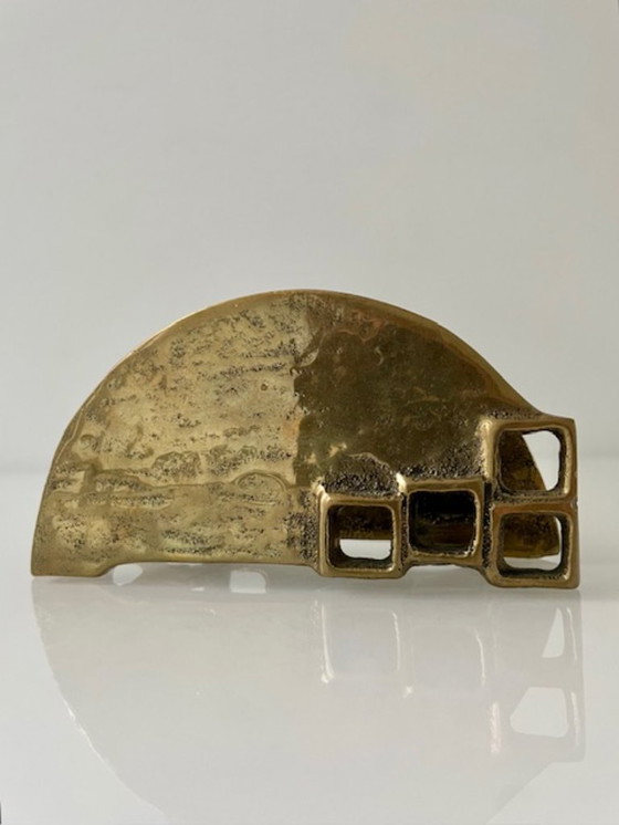 Image 1 of Brutalist messing servethouder van Heinz Goll jaren 60