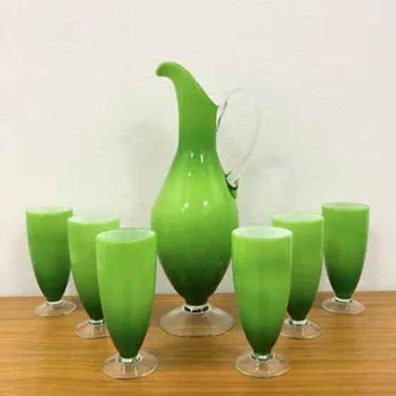 Image 1 of Retro kan & 6 glazen set, Murano, jaren 60