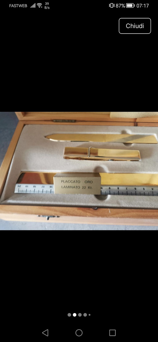 Set da ufficio Placcato Oro 22 kt vintage anni 80