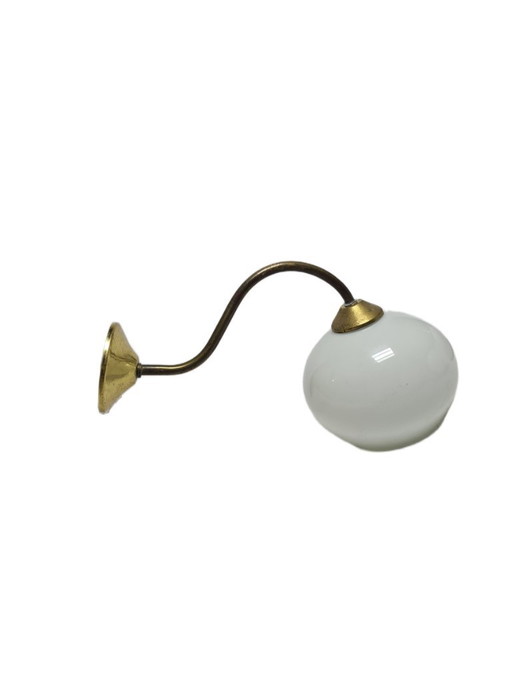 Art Deco wandlamp, Polen, jaren 1950 – wandlampen, Glass, Metal (photo 2 of 6)