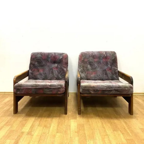 Image 1 of Retro Armchairs, Wooden Frame, 1970s