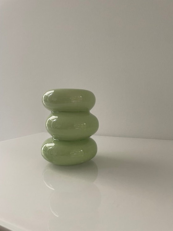 Image 1 of Modern sculptural design vases in taupe, dark green and mint