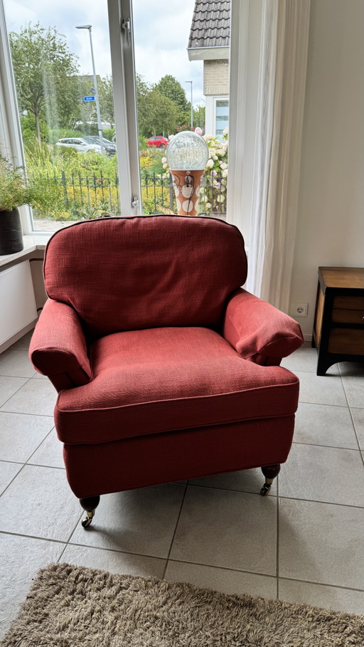 Rostbrauner Stoffsessel mit Hocker – fauteuils, Textile
