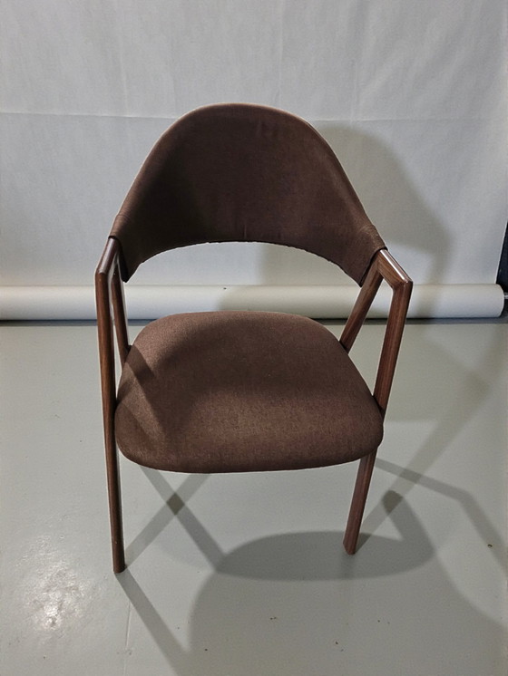 Image 1 of 6 sillas de comedor de diseño danés tapizadas en lino