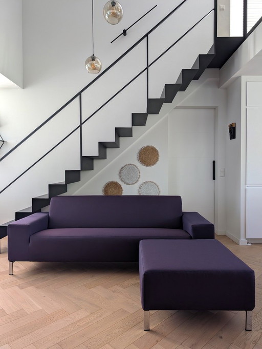 Gelderland 6511 3-seater purple + ottoman