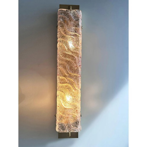 Image 1 of Par de apliques de pared de lujo dorados con cristal de Murano Ametista “Graniglia”.