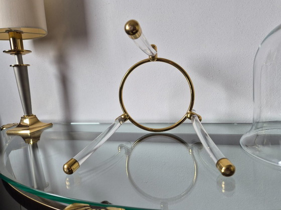 Image 1 of Portacandele vintage in stile Hollywood Regency, realizzato in Lucite/vetro.