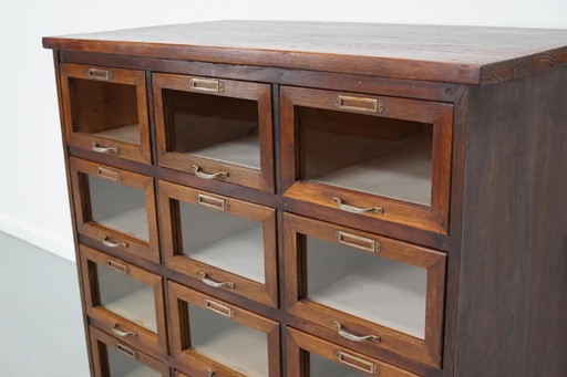 Vintage Nederlandse eiken fourniturenkast / vitrinekast, jaren 1950