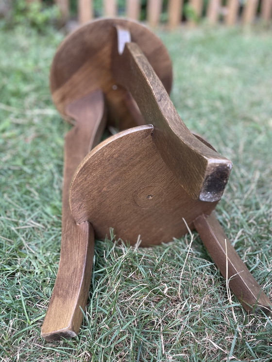 Image 1 of Brutalist solid oak side table / Vintage 1970