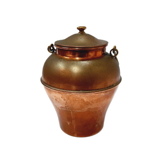 Image 1 of Vintage Small Copper Pot with Lid and Handle, Cauldron, Churn