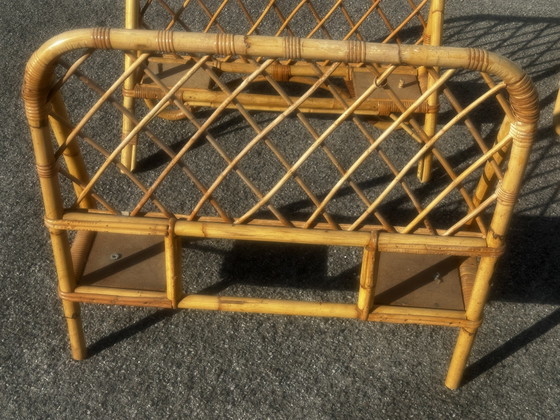 Twee vintage eenpersoonsbedden van rotan, jaren 70. – Fabrication artisanale années 70, Rattan (photo 14 of 15)