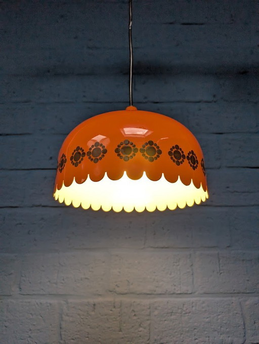 Vintage Orange Pendant Lamp, 1960s, Danish Design From Fog & Mørup