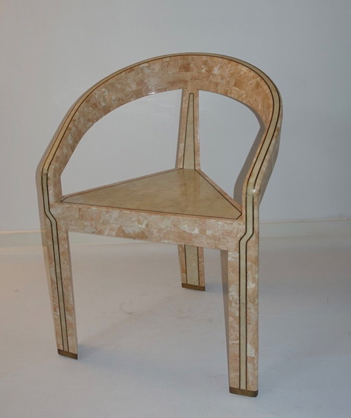 Chaise trépied Maitland Smith des années 1970, style Hollywood Regency, extrêmement rare.