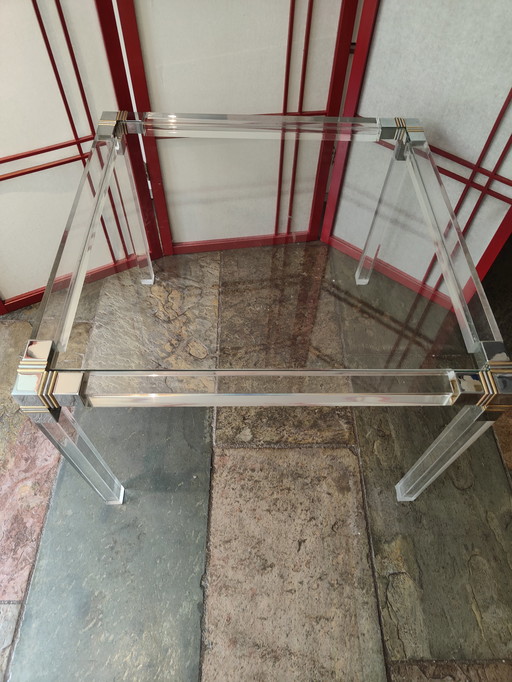 Quadratischer Salontisch aus Acrylplexiglas mit Glasplatte