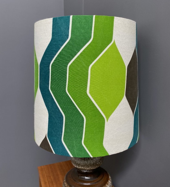 Image 1 of Lampada da tavolo in ceramica con paralume verde di Hustadt-leuchten, anni '70.