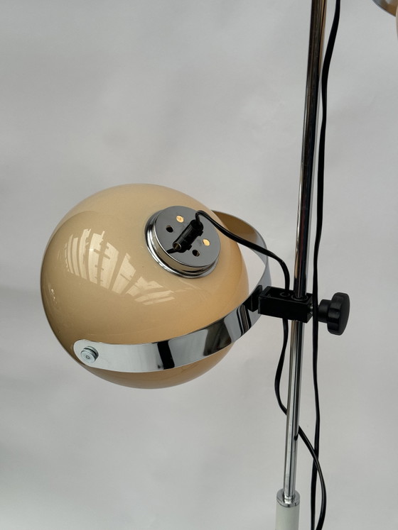 Image 1 of Lampadaire vintage Dijkstra à double champignon – Style futuriste et moderne du milieu du XXe siècle, réglable