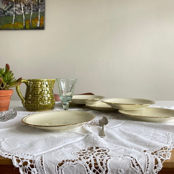 Image 1 of 6 antike Dessertteller aus Limoges-Porzellan, ehemals aus der königlichen Manufaktur