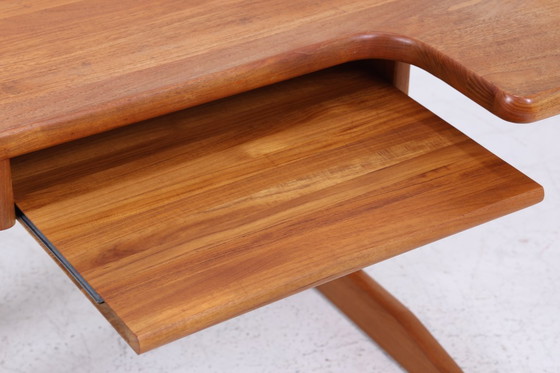 Image 1 of Vintage teak desk 60s | Mid - Century work desk school desk free table retro wood design #04-66