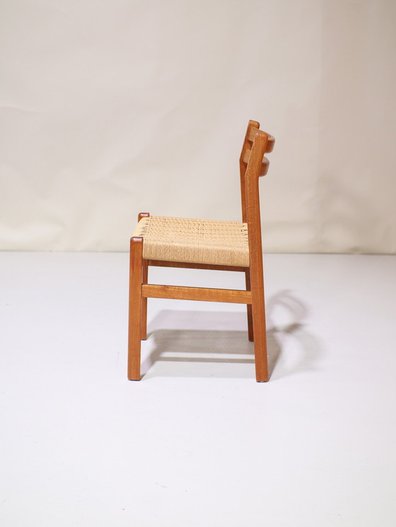 Image 1 of 4x Chaises de salle à manger Papercord Teck Danois Vintage