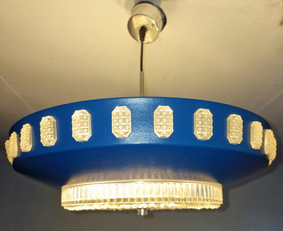 Image 1 of Lampada a sospensione blu in stile Space Age.