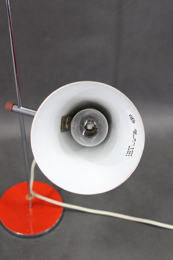 Image 1 of Josef Hurka Red Chrome Table Lamp Mid Century Czechoslovakia 1970s