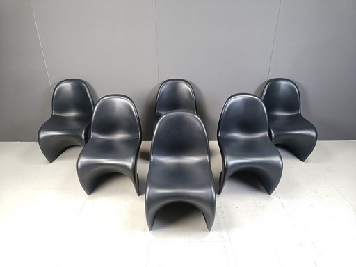 Zwarte Panton Eetkamerstoelen, set van 6