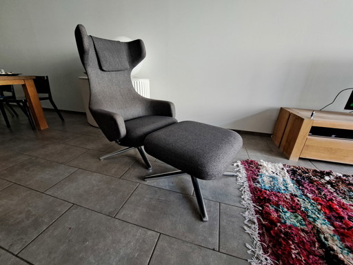 Vitra Grand Repos + pouf, base lucida, tessuto antracite