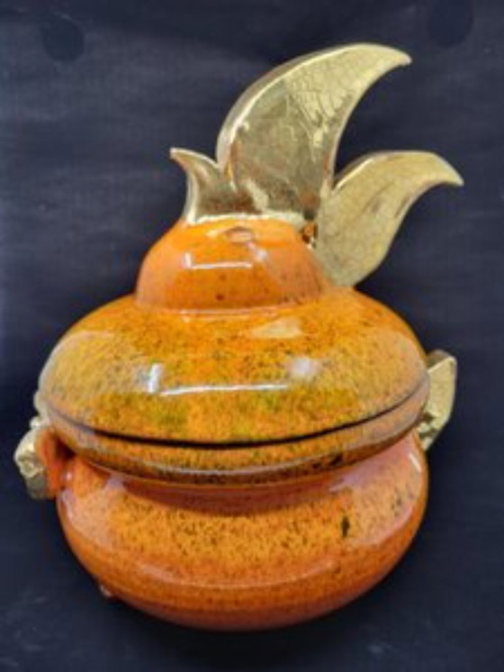 Image 1 of Sopera de cerámica Gérard Crociani Naranja Francia Vallauris Costa Azul