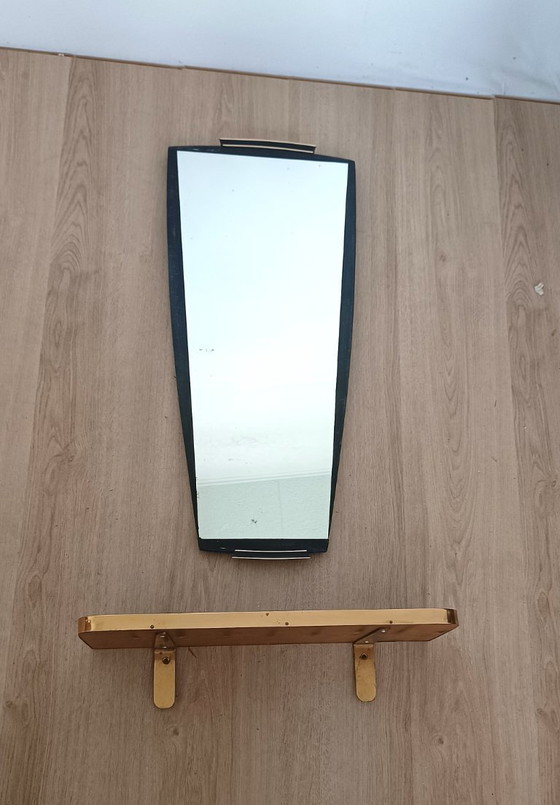 Image 1 of Separate 1950s mirror with matching glass shelf