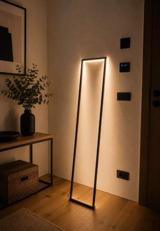 Lampada da terra Cornice – Scultura luminosa minimalista realizzata a mano da Tommaso Cristofaro
