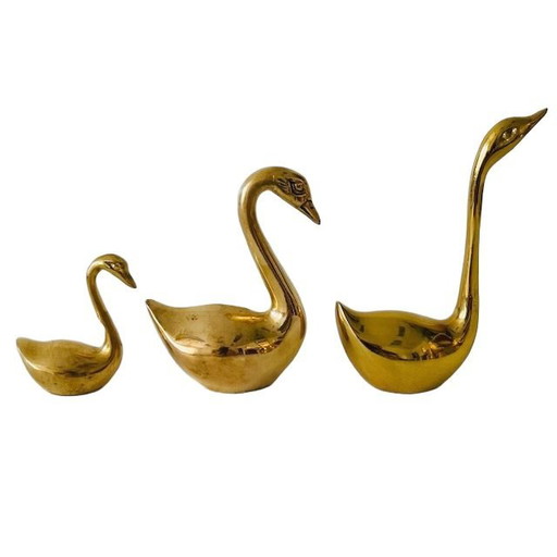 Vintage Schwäne Messing Kupfer Set