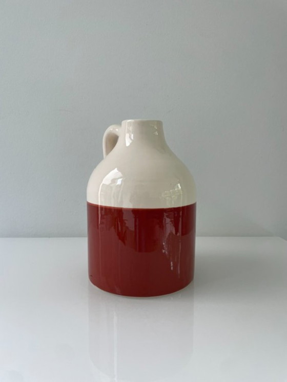 Image 1 of Decorative ceramic jug with white and terra glaze