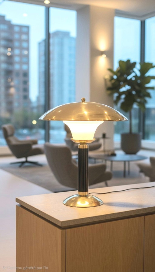 JUMO Grand Luxe Lamp - Brass And Plexiglas - 1960s – tafellampen, Metal