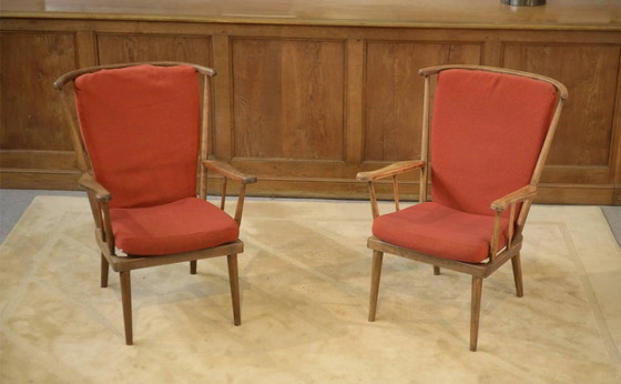 Paire de chaises éventail Baumann années 1960 – Fauteuils, Bois, Vintage (photo 4 of 7)