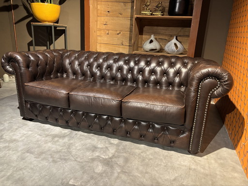 Chesterfield Bank  Antiekbruin Leer 