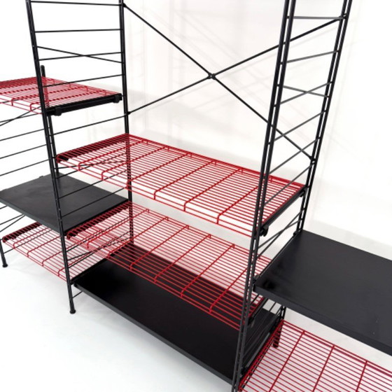 Image 1 of Postmodern Black & Red Modular Bookshelf in Metal, 1980s
