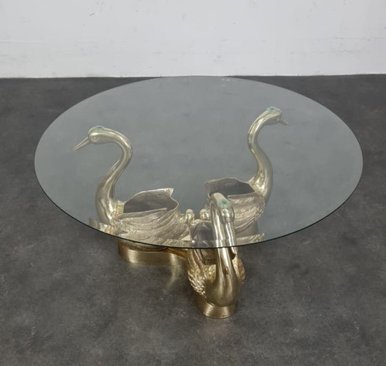 Image 1 of Table basse en laiton Hollywood Regency