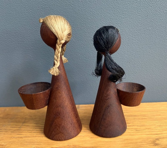 Image 1 of 2 statuette in teak di peperone e sale da tavola 1960