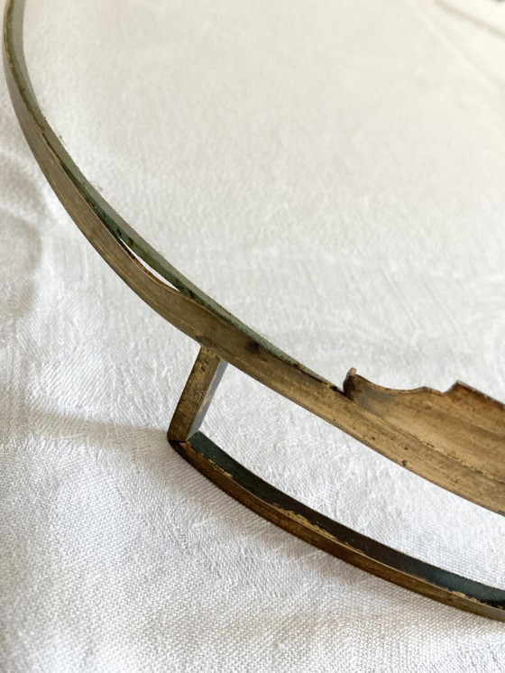 Image 1 of Oval glass and brass serving tray, late 19th - early 20th century