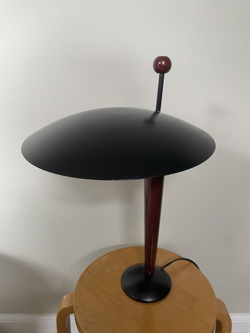 Herda Vintage Postmodern Midcentury Table Lamp – tafellampen, Metal, Wood (photo 2 of 5)