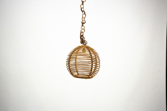 Image 1 of Vintage Italiaanse bamboe bolkroonluchter uit de jaren 1950